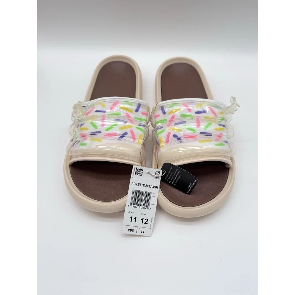 Size 11M, 12W- Adidas Adilette Zplaash Summer Style Slides, Brown/Confetti